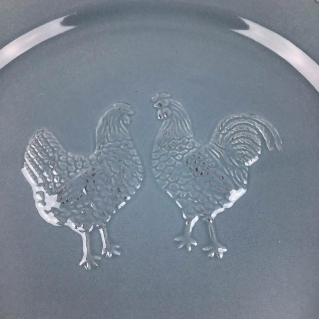 2010s Blue Ceramic Rooster Plate Set of 4 For Sale - Image 5 of 10