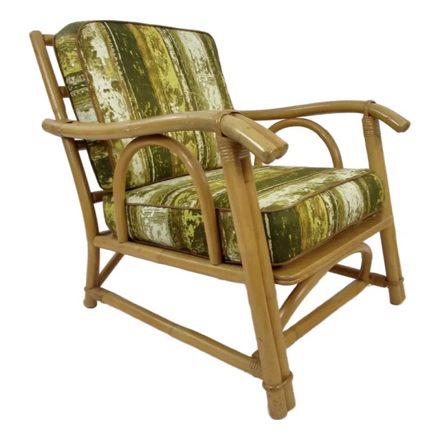 Mid-Century John Wisner Design for Ficks Reed Bentwood Bamboo Rattan Club Lounge Chair For Sale