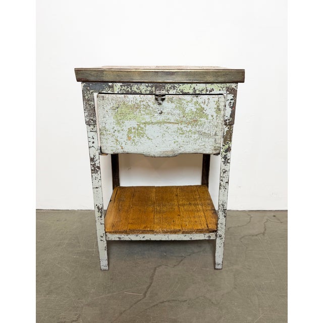 This vintage Industrial chest of drawers was made in former Czechoslovakia during the 1950s. It features an iron...