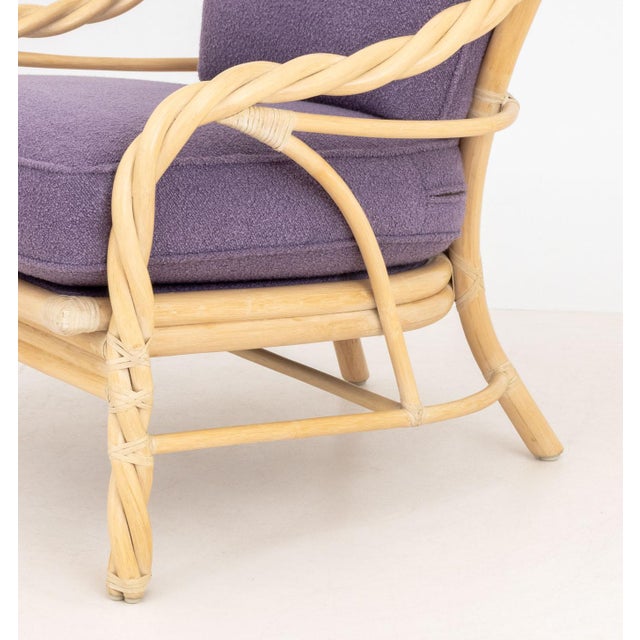 Purple McGuire Twisted Rattan Armchairs, Pair For Sale - Image 8 of 10