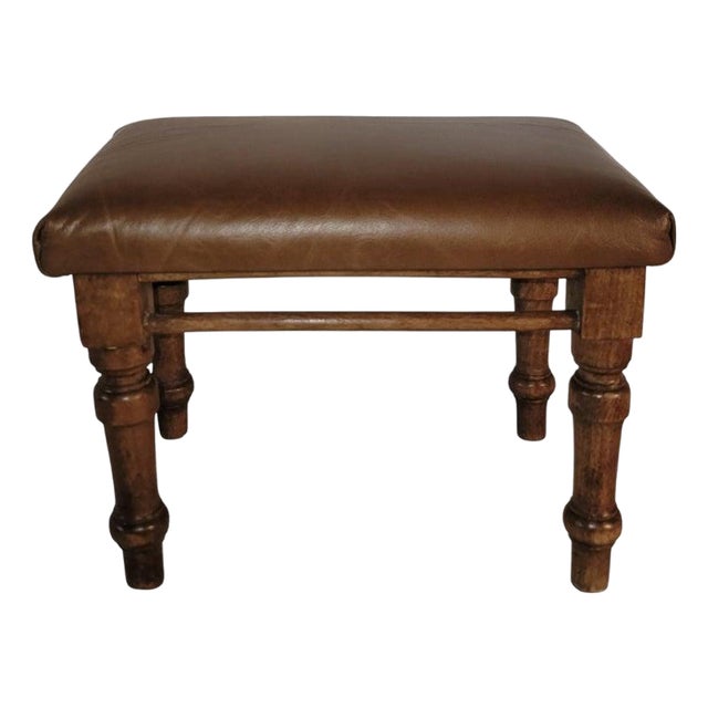 19th Century Leather Footstool For Sale