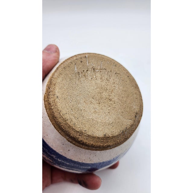 Ceramic 1970s MCM Studio Pottery Bud Vase in Cobalt Blue Abstract Glaze For Sale - Image 7 of 9
