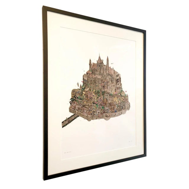 Mont Saint Michel, Framed Watercolor Illustration by Guillaume Cornet, 2016 For Sale - Image 6 of 11