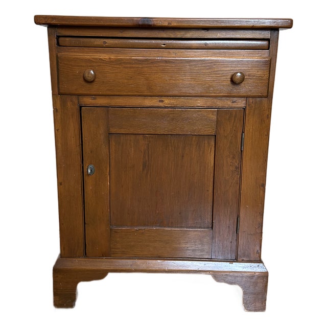 Vintage Wood Cabinet With Drawer and Pull-Out Table For Sale