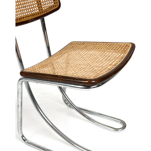 Vintage Cantilever Chairs in Chrome, Wood and Vienna Straw, 1970s, Set of 4 For Sale - Image 11 of 14