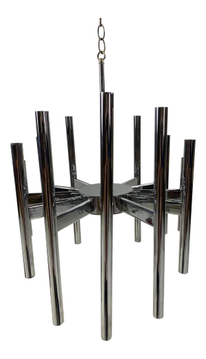 Mid-Century Sciolari 12-Arm Polished Chrome Chandelier