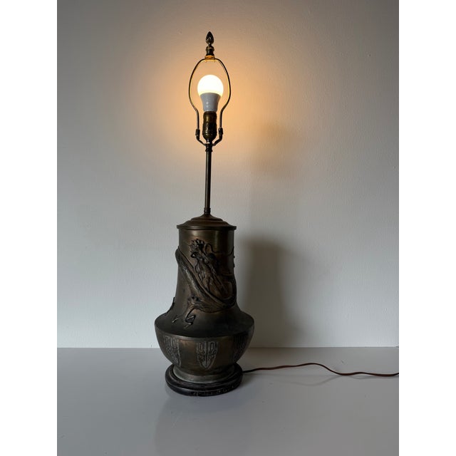 1900 - 1909 19th Century Japanese Meiji Period Bronze Dragon Table Lamp For Sale - Image 5 of 12