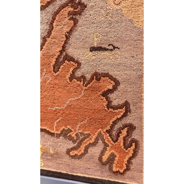 1930's Grenfell Mat – Map of Newfoundland With Whale, Sailing Ship & Coastal Settlements – Framed Textile Art For Sale - Image 11 of 15