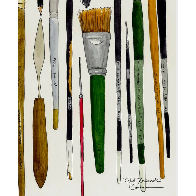 Original Watercolor Painting With Pen and Ink “Old Friends” For Sale - Image 4 of 9