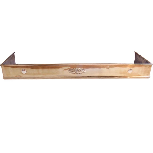 Edwardian Brass Fender With Applied Brass Elements For Sale - Image 9 of 9