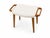 Mid century style modern solid oak stool. Upholstered in a white Boucle. The stool made in the manner of Hans J. Wegner...