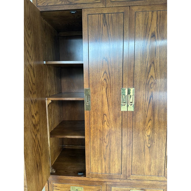 1970s 1970s Henredon “Scene One” Campaign Style Pair of Oak Armoires For Sale - Image 5 of 12