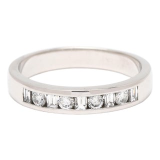 0.45ctw Diamond Band Ring, Platinum, Ring Size 8, Stackable For Sale