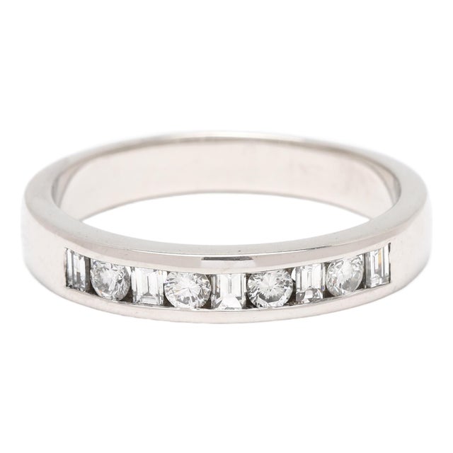 0.45ctw Diamond Band Ring, Platinum, Ring Size 8, Stackable For Sale