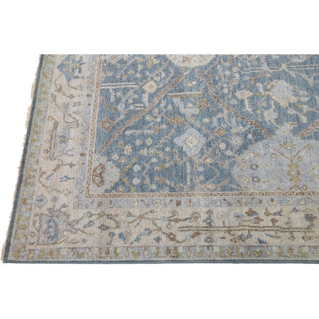 Apadana's Persian Malayer Style Handmade Blue Wool Rug For Sale - Image 4 of 11