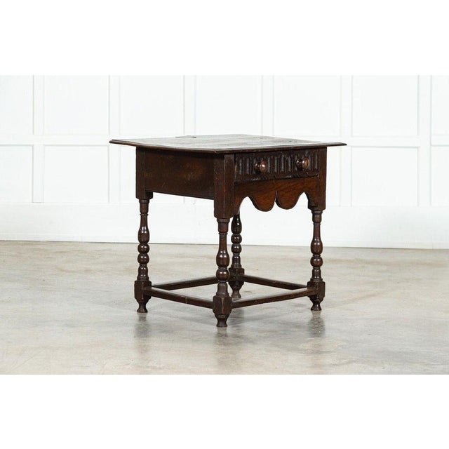 Circa 1800 Early 19thC English Vernacular Oak Hall Table. W77 x D57 x H58 cm Weight 18 Kg