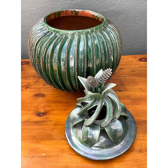This exceptional vintage terracotta pineapple jar by the renowned artisan Hilario Alejo Madrigal is a masterpiece of...