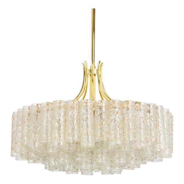 Large Doria Ice Glass Tubes Chandelier, Germany, 1960s For Sale