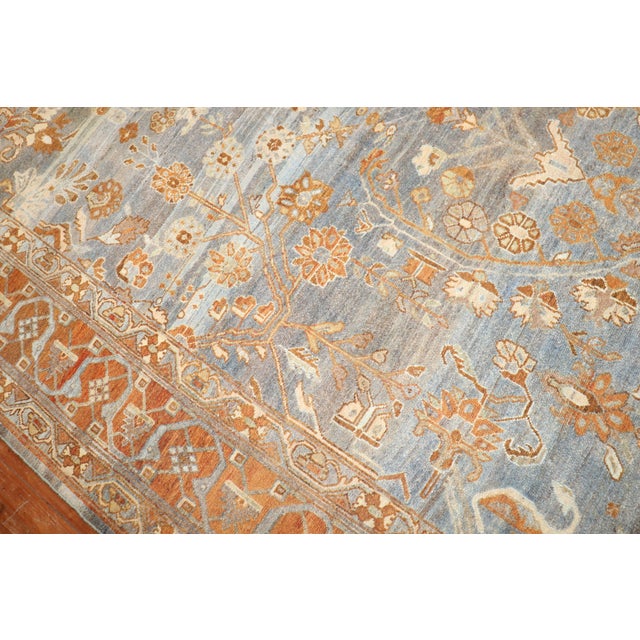Blue Zabihi Collection Blue Persian Bibikabad Corridor Rug For Sale - Image 8 of 12