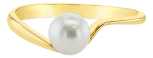 5MM Solitaire Pearl Ring 14k Yellow Gold, Size 4.5