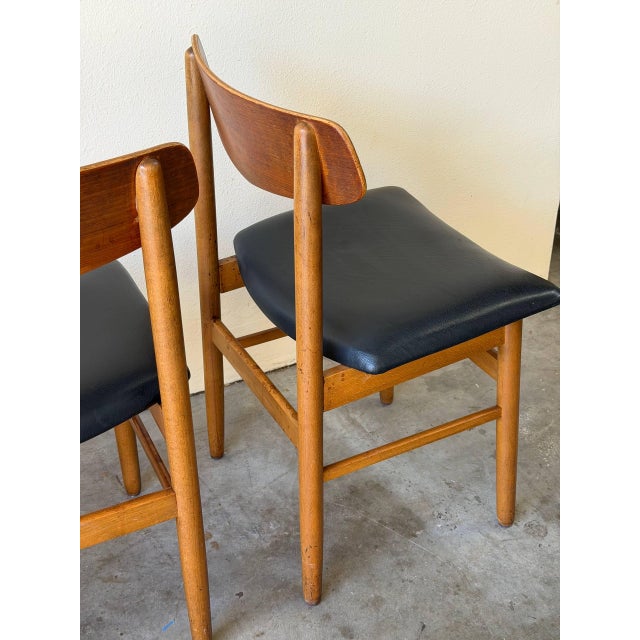 Black Set of 4 Danish Teak Dining Chairs With Black Leather Seats | Mid-Century Modern 1960s For Sale - Image 8 of 11