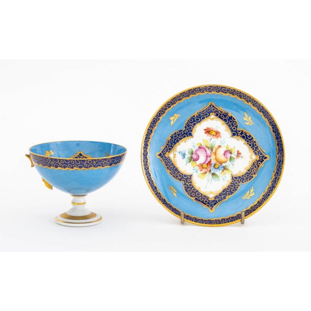 Ceramic French Gilt & Hand-Painted Porcelain Tableware, 8 For Sale - Image 7 of 18