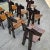 Set of 8 French Brutalist Solid Oak Chairs