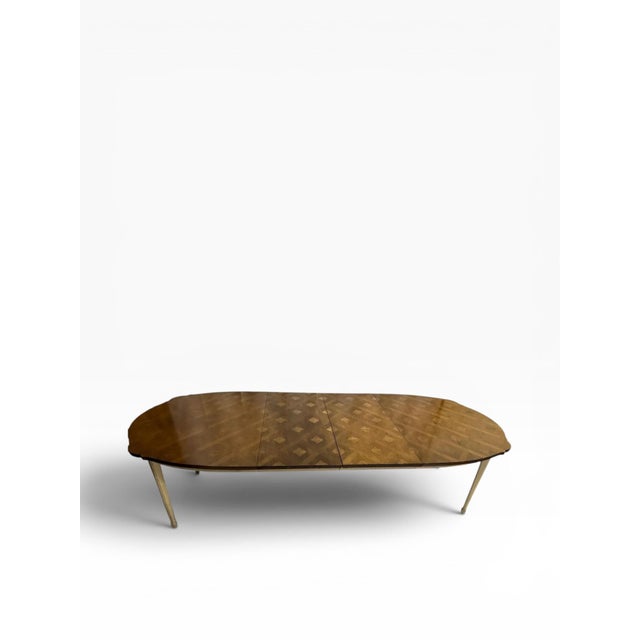1970s Walnut French Provincial Walnut Dining Table With Parquetry For Sale In Boston - Image 6 of 14