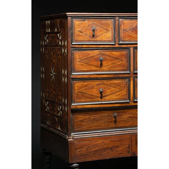 18th C. Portuguese Contador Com Trempe Chest on Stand Wood Parquetry For Sale - Image 4 of 18