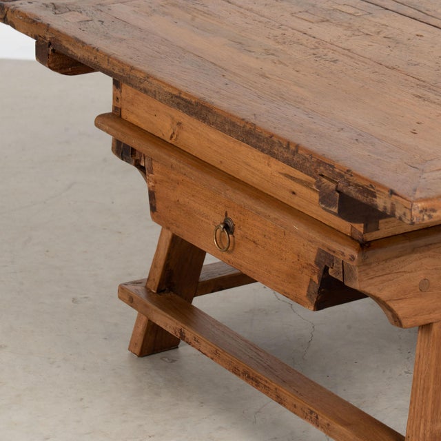 19th Century Rustic Baker's Table Coffee Table With Hidden Storage For Sale - Image 4 of 18