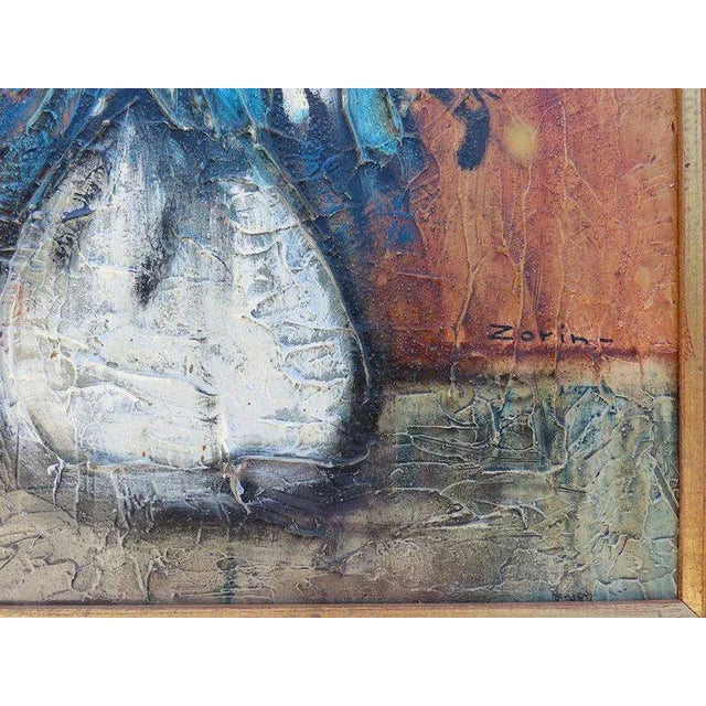 Vintage painting on artist board by Zorin. Mixed Bouquet in Vase on white vase Medium: Acrylic on Board, 20th Century...