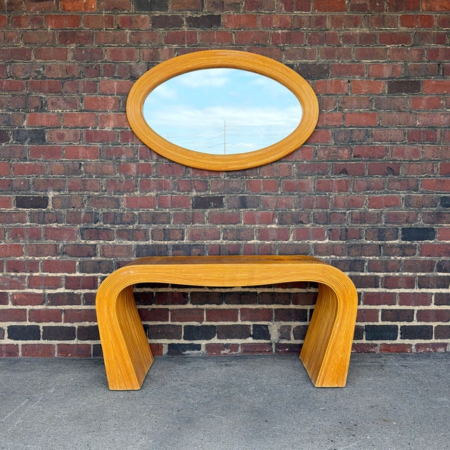Gabriella Crespi Style Mid-Century Pencil Reed Rattan Waterfall Console Table For Sale - Image 9 of 9