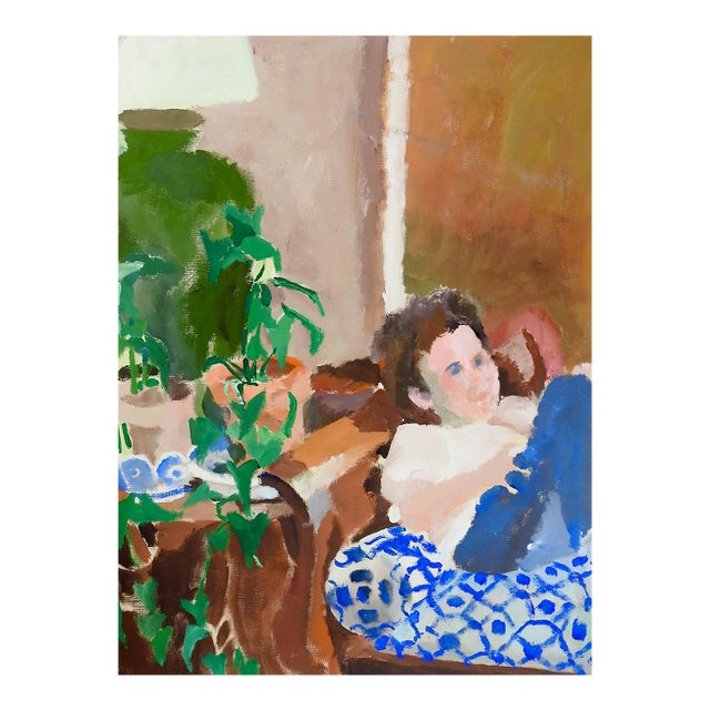 Late 20th Century Impressionist Interior and Figure Painting For Sale
