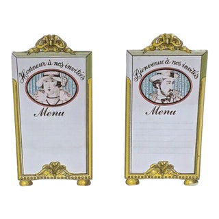 Pair Vintage French Ceramic Menu Plaques For Sale