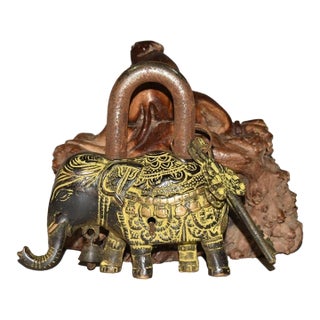 Vintage Nepalese Brass Elephant Padlock / Sculpture For Sale