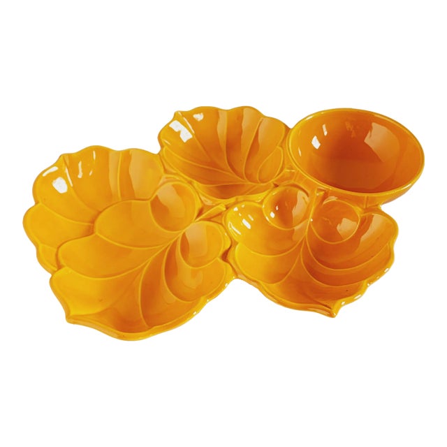 Mid Century Usa Pottery Chip & Dip Platter For Sale