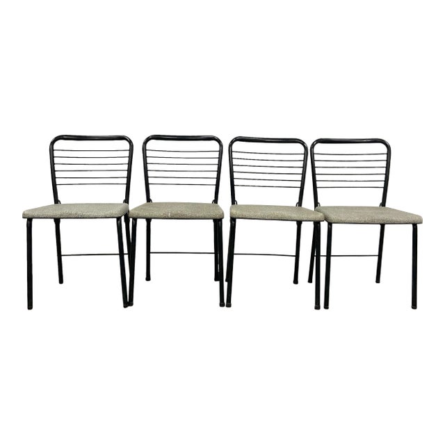 Vintage MCM Gate Leg Static Gray Folding Chairs - Set of 4 For Sale