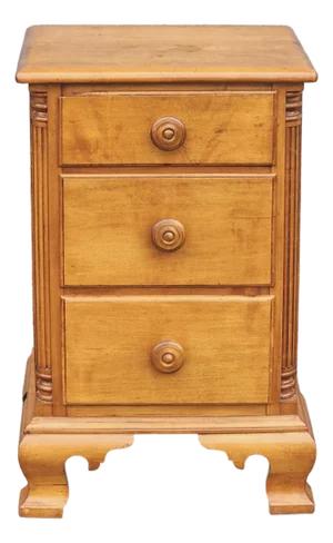 Mid Century Early American Style Maple Bedside Chest of Drawers Nightstand