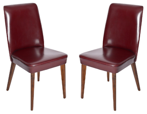 Set of Bordeaux Leather Dining Chairs attributed to Anonima Castelli, Italy, 1950s