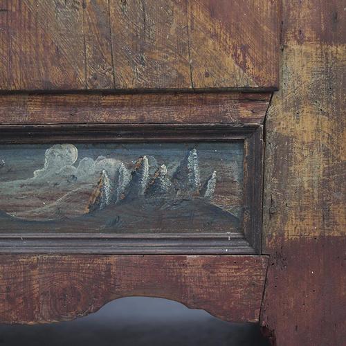 Rustic Farmhouse Folk Art Painted Bridal Cabinet For Sale - Image 5 of 18