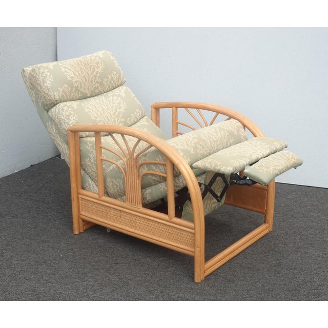 1980s Chairs Pair of Vintage Mid Century Bamboo Rattan Braxton Culler Lounge Recliner Chairs For Sale - Image 5 of 12