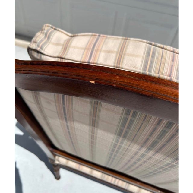 Early 20th Century Sherrill Furniture French Provincial Louis XVI Style Upholstered Lounge Arm Chair For Sale - Image 9 of 10