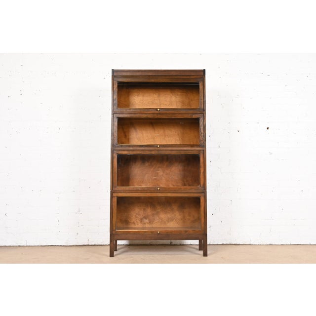 Antique Shaw Walker Arts & Crafts Mahogany Four-Stack Barrister Bookcase, 1920s For Sale - Image 11 of 11