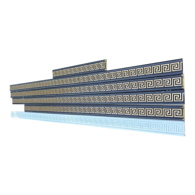 Vintage Greek Key Architectural Frieze Molding – Neoclassical Black & Gold Trim Panels – Hollywood Regency Wall Decor For Sale