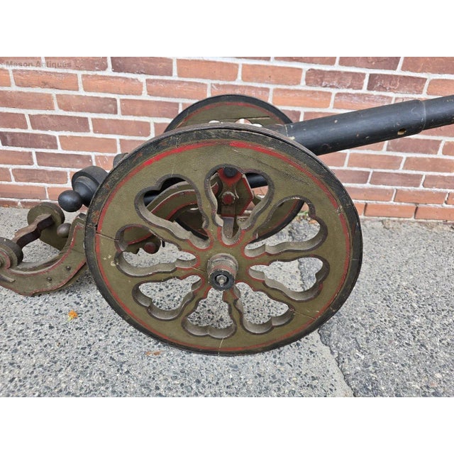 Large Antique 19th Folk Art Handmade Wood Canon in Old Original Paint For Sale - Image 9 of 9