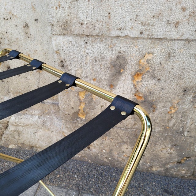 Folding Hotel Luggage Rack in Gold-Plated Steel and Textile, France, 1990s For Sale - Image 13 of 18