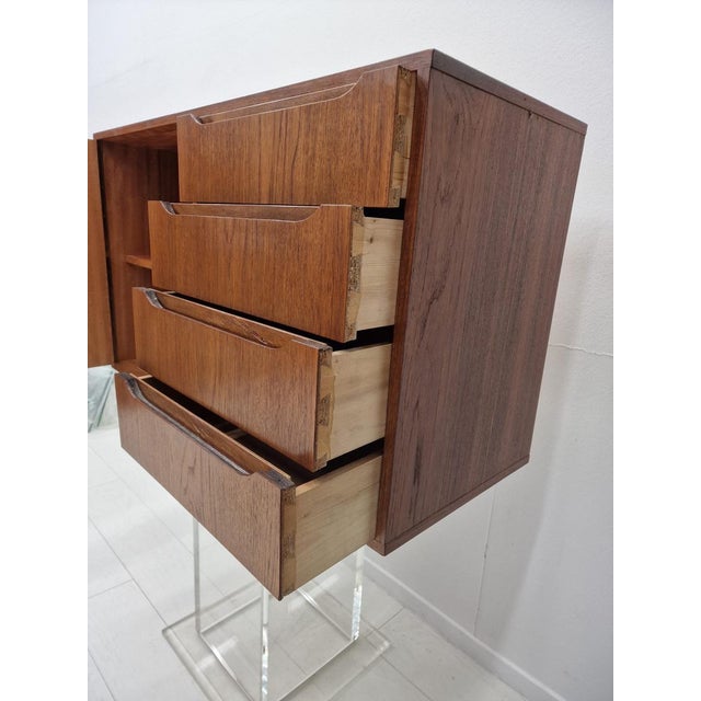 Large Mid-Century Modern Italian Modular Wall Unit in Teak, Black Lacquered Metal and Brass, 1960s For Sale - Image 12 of 18