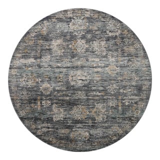 Jean Stoffer x Loloi Katherine Ink / Jade 9'-6" x 9'-6" Round Area Rug For Sale