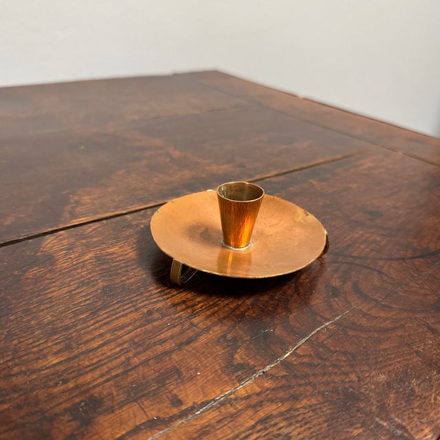 English Vintage English Copper Candlestick Holder For Sale - Image 3 of 5