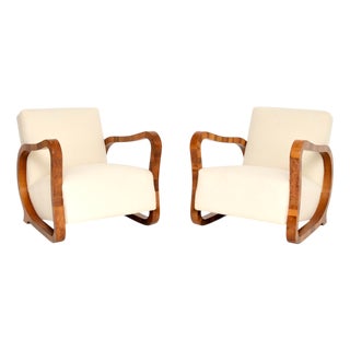 Swedish Art Deco Lounge Chairs in Walnut, 1930, Set of 2 For Sale